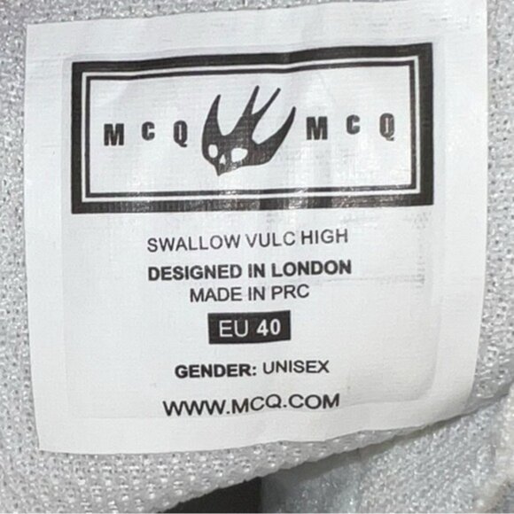 🌻NEW McQ Alexander McQueen Swallow Vulc Leather High-top Sneaker Size 40 Unisex - Picture 11 of 13